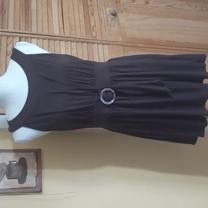 MICHAEL KORS Sleeveless Brown Mini Dress Silver Buckle Empire Waistband M